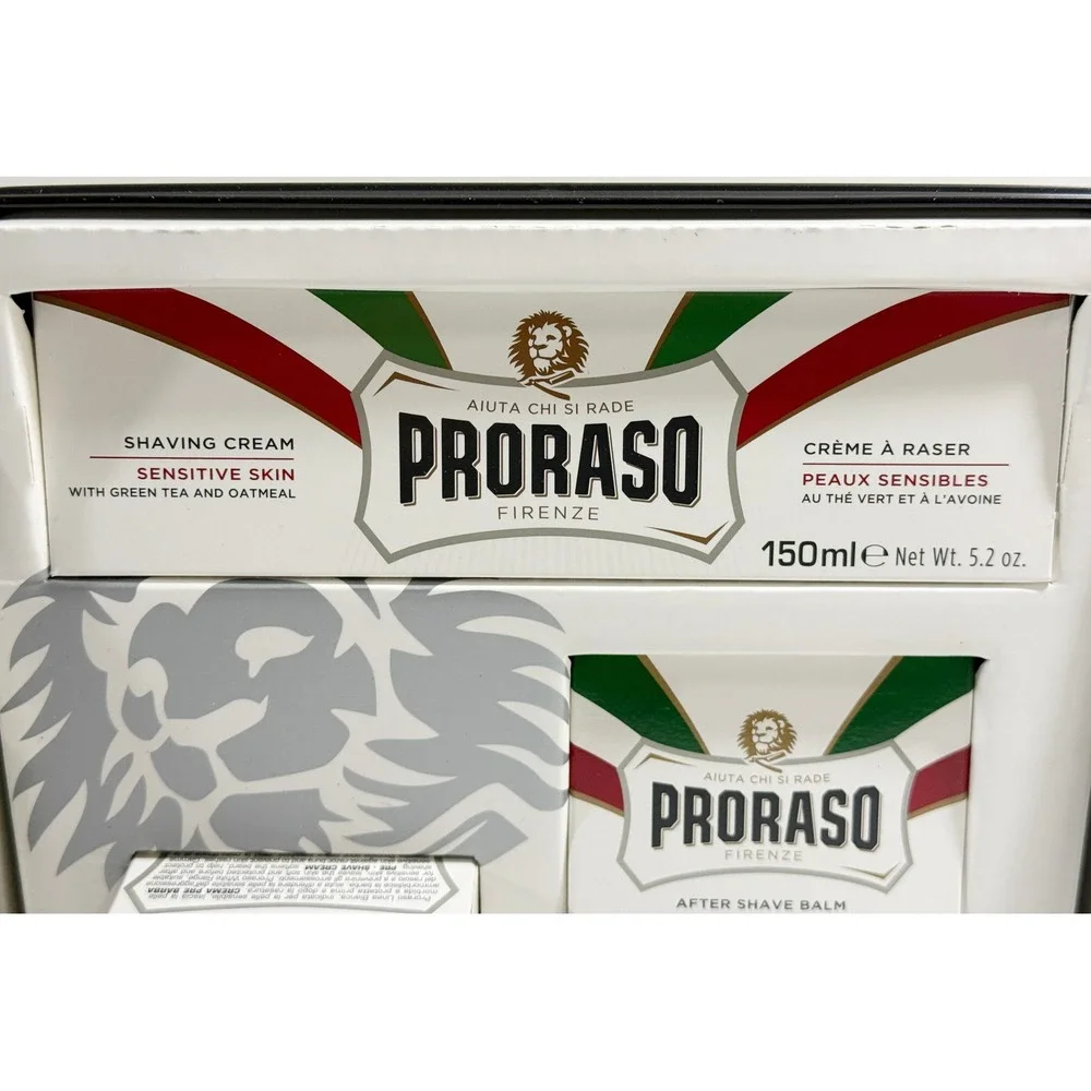 Proraso Shaving Kit Mens OS White‎ Sensitive Skin Vintage Gino Tin 3pc Set